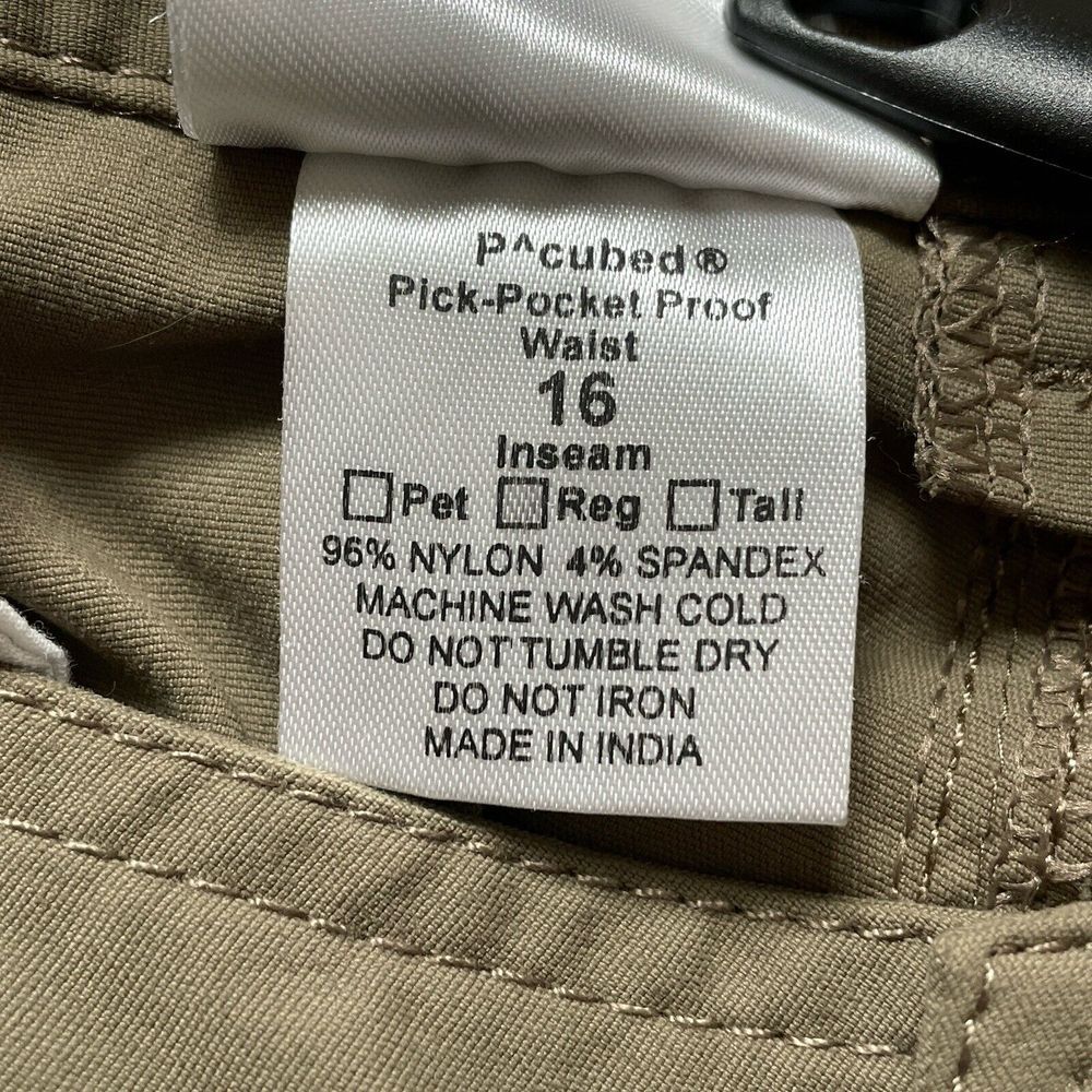 Clothing Arts Pants P Cubed Pick Pocket Proof Brown Cargo Convertible Women's 16 - Picture 11 of 12